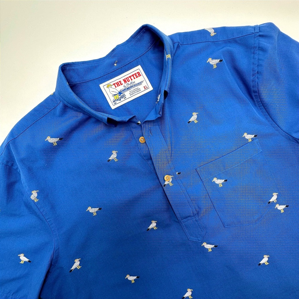Chubbies The Nutter Mens XL Blue Seagull Embroidered Short Sleeve Popover Shirt